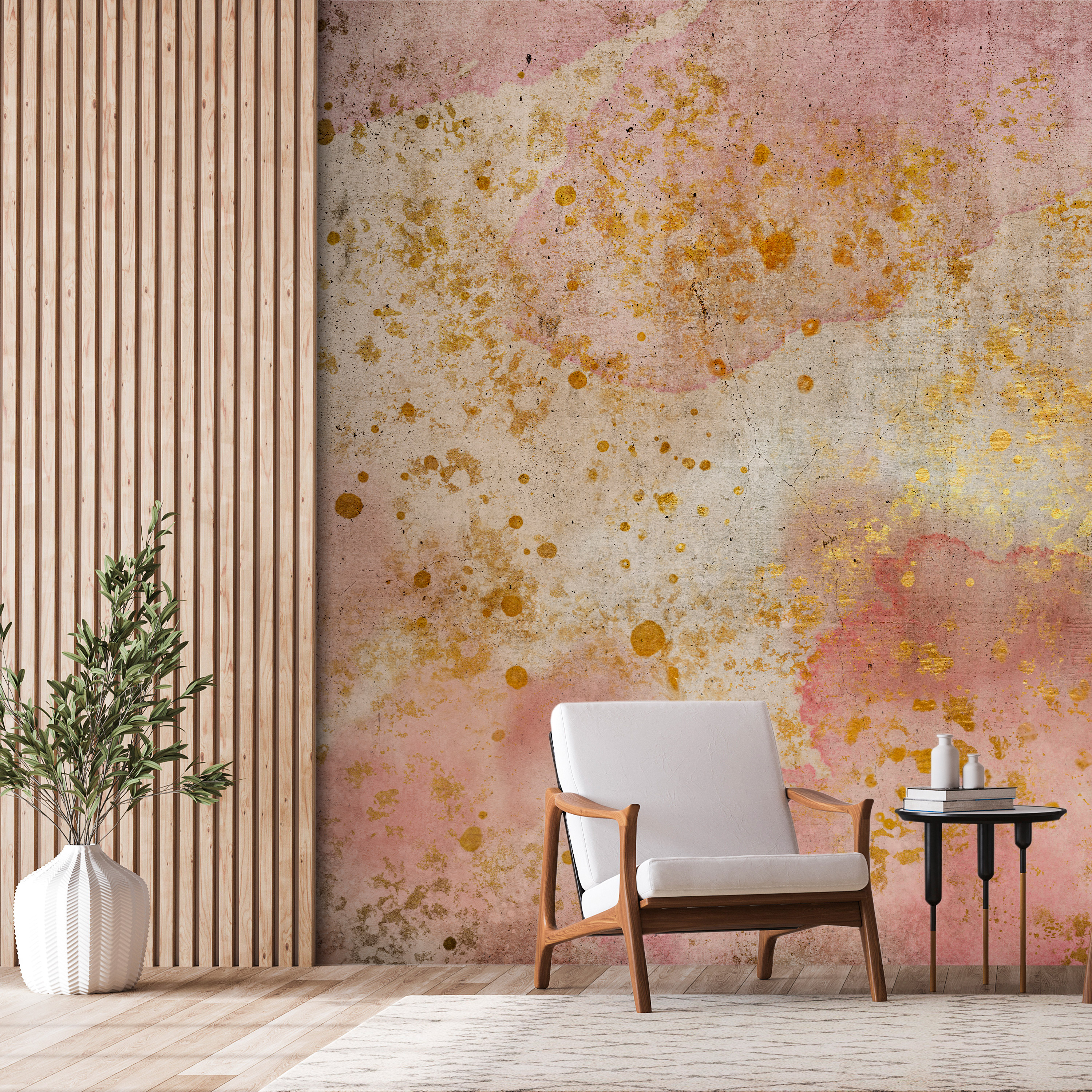Self-adhesive Wallpaper - Golden Bubbles - 245x175