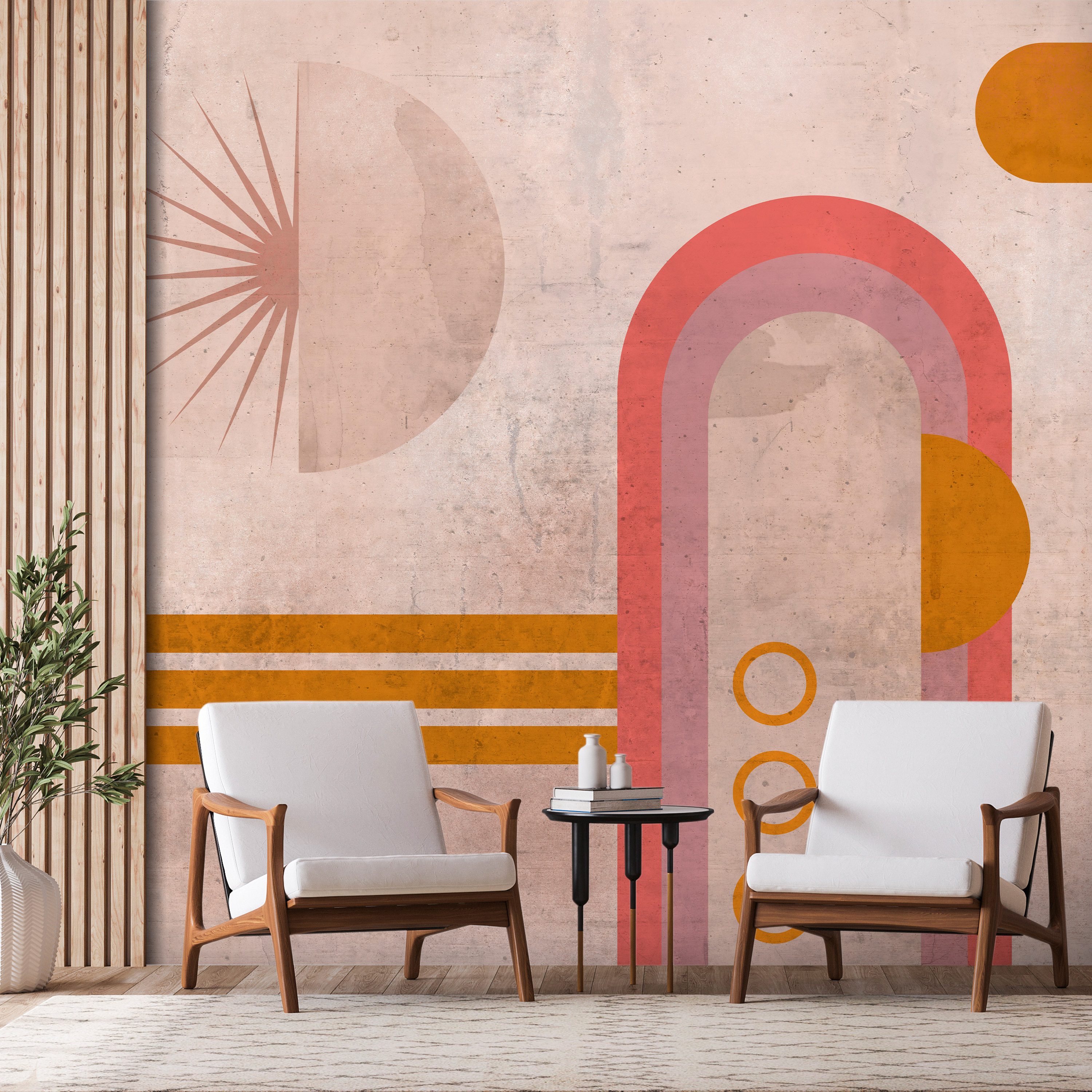 Self-adhesive Wallpaper - Pink Arcs - 245x175