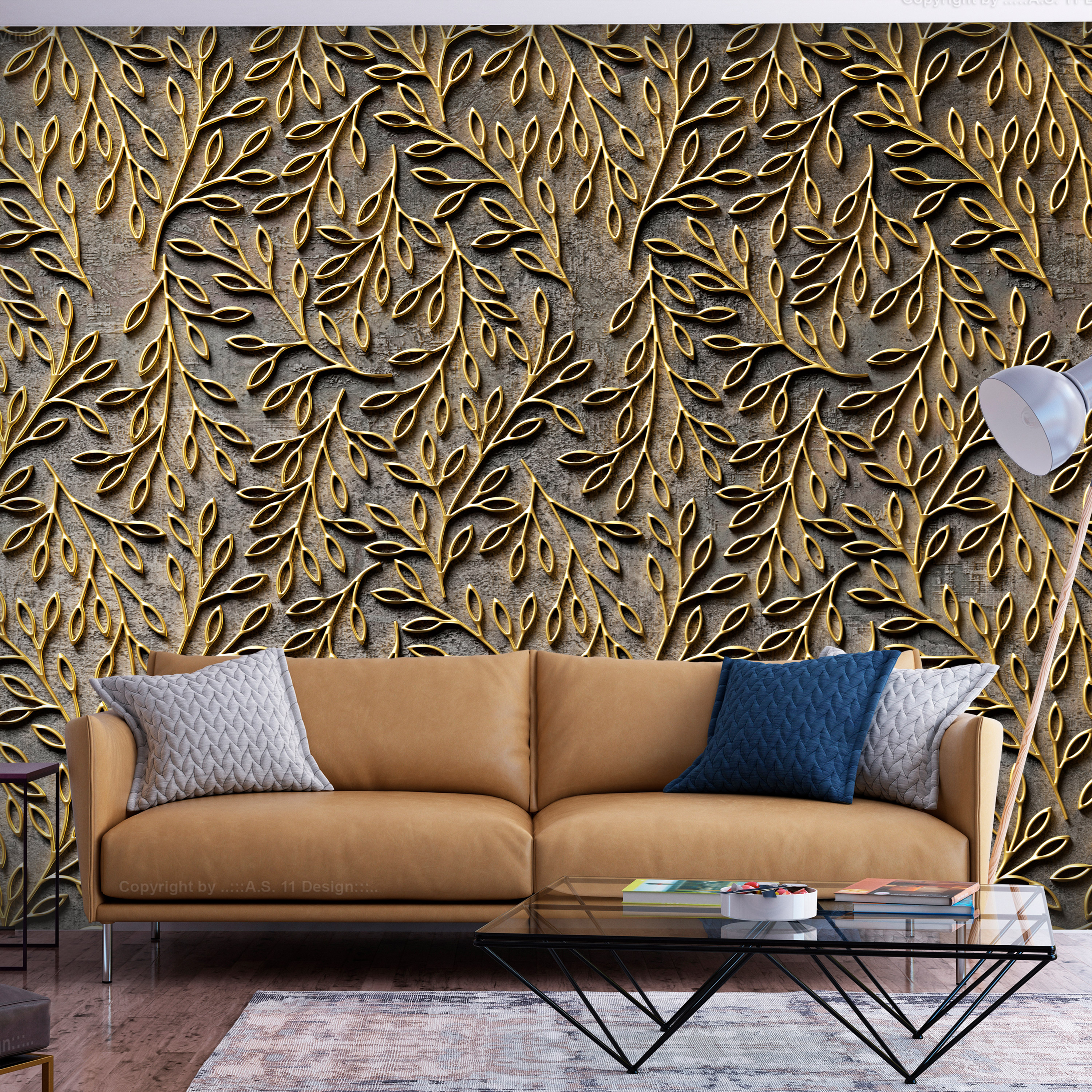 Self-adhesive Wallpaper - Golden Decorations - 147x105