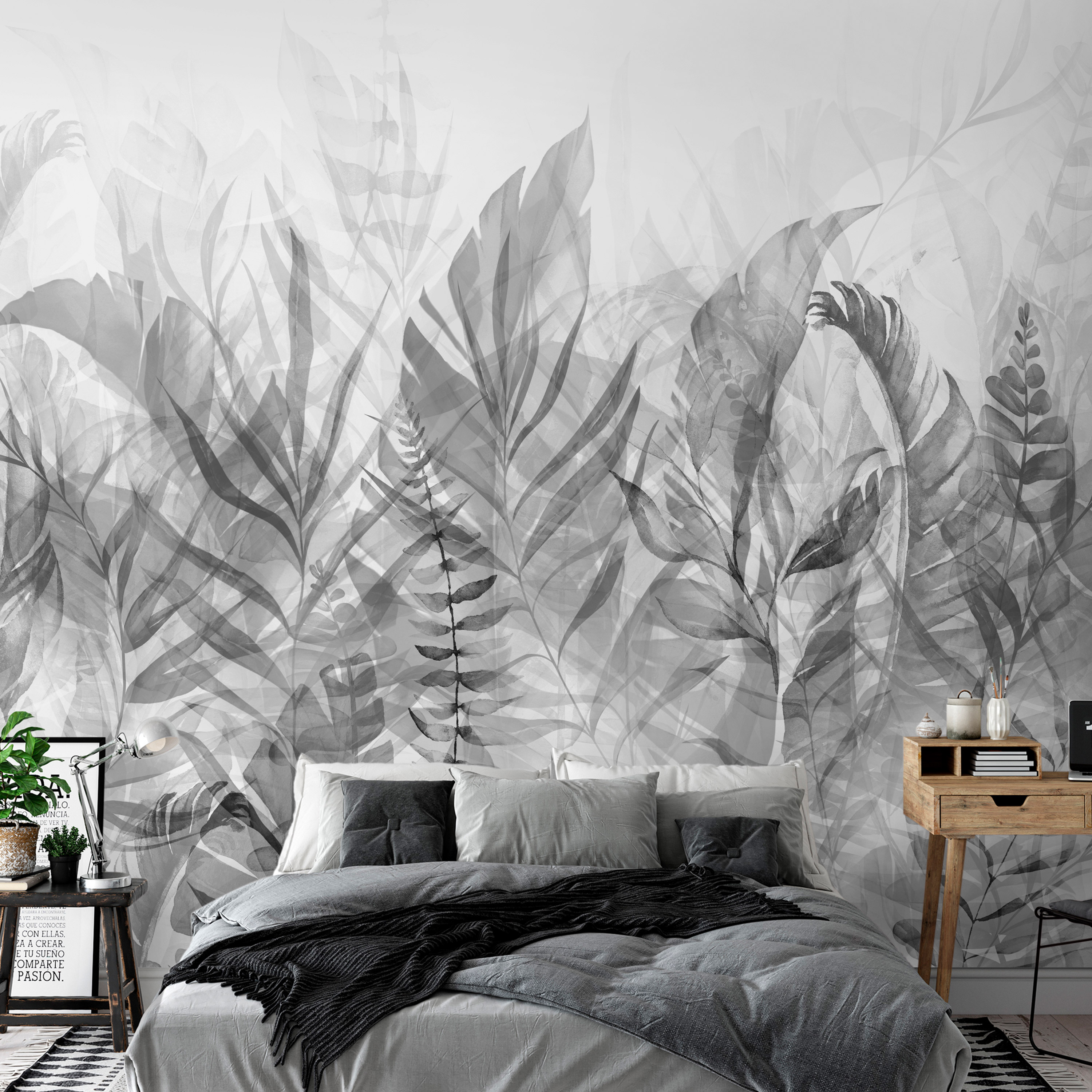 Self-adhesive Wallpaper - Magic Grove (Black and White) - 147x105