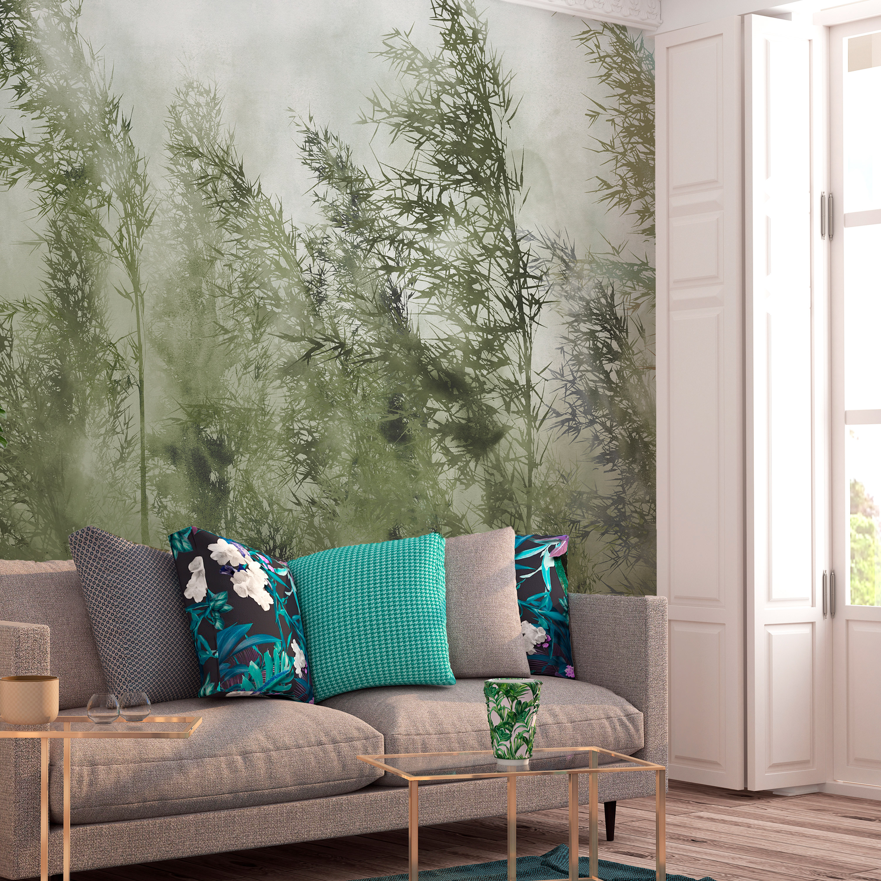 Self-adhesive Wallpaper - Tall Grasses - Green - 98x70