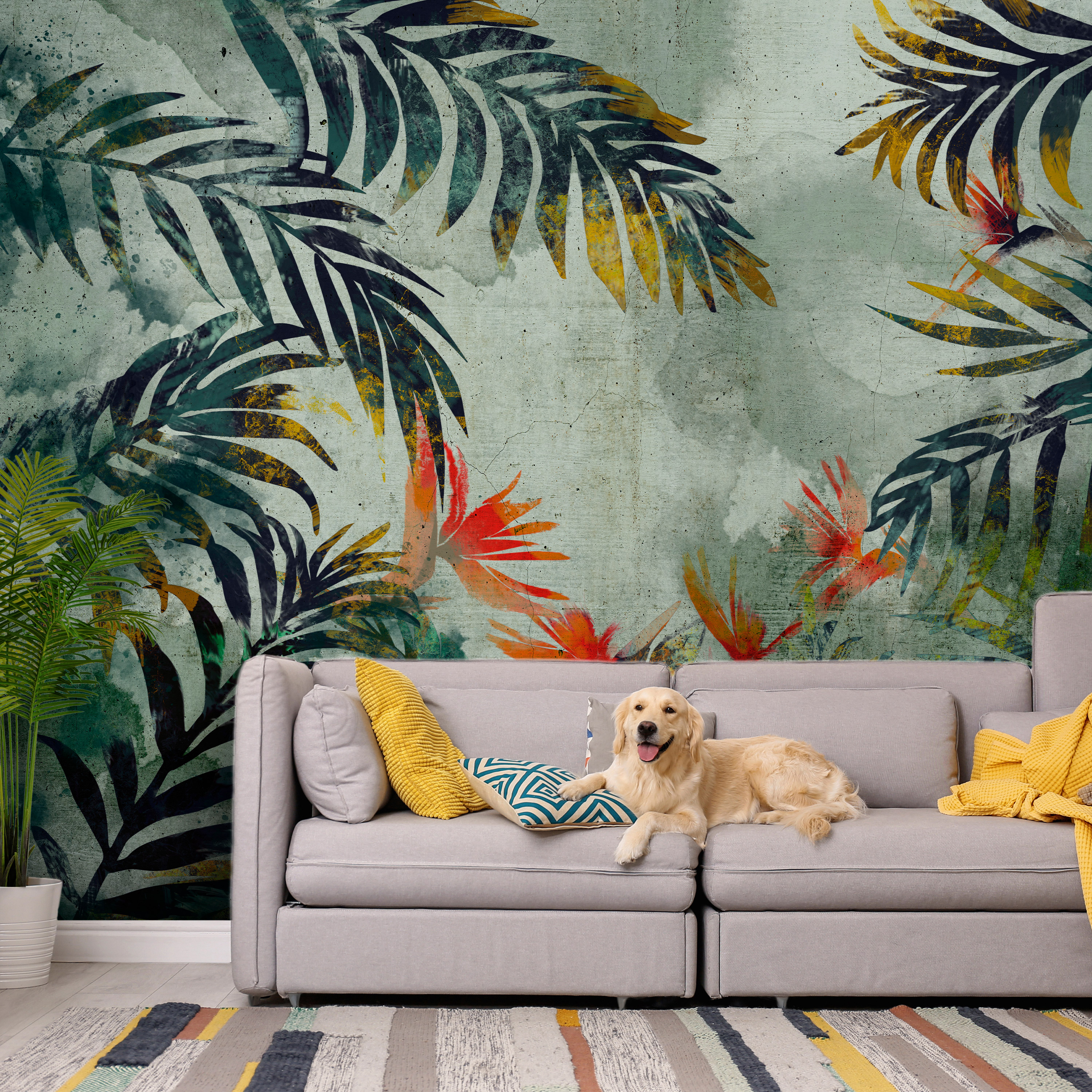 Self-adhesive Wallpaper - Jungle Flowers - 392x280