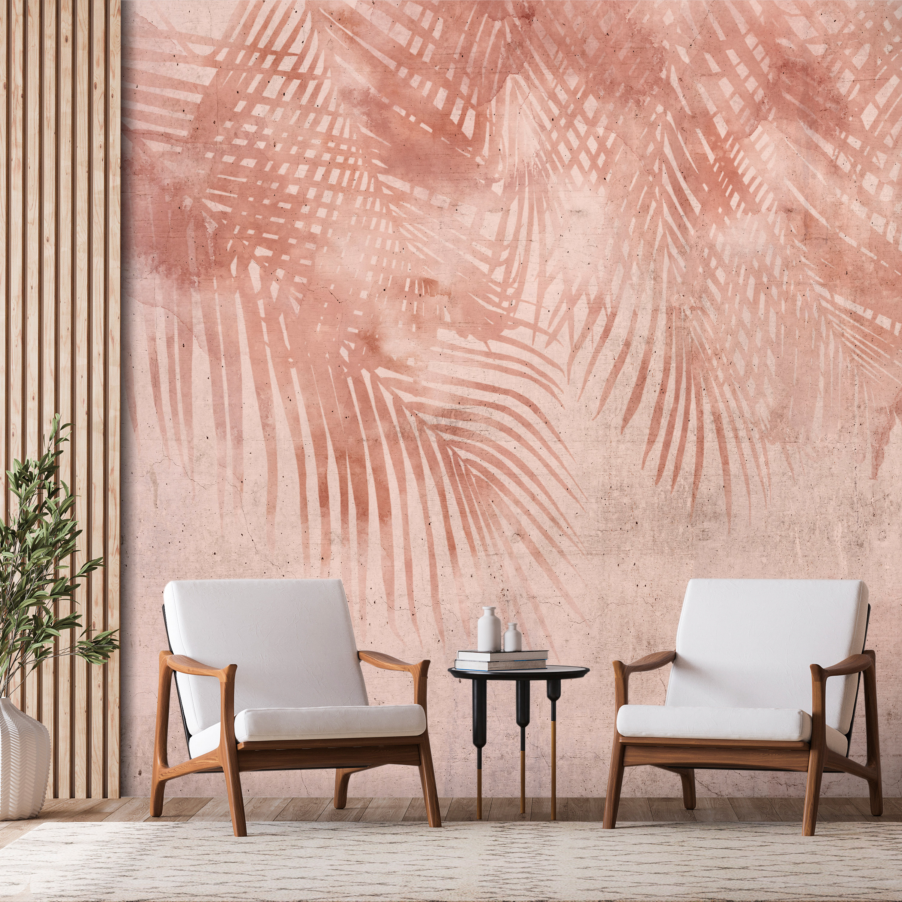 Self-adhesive Wallpaper - Pink Palm Trees - 196x140