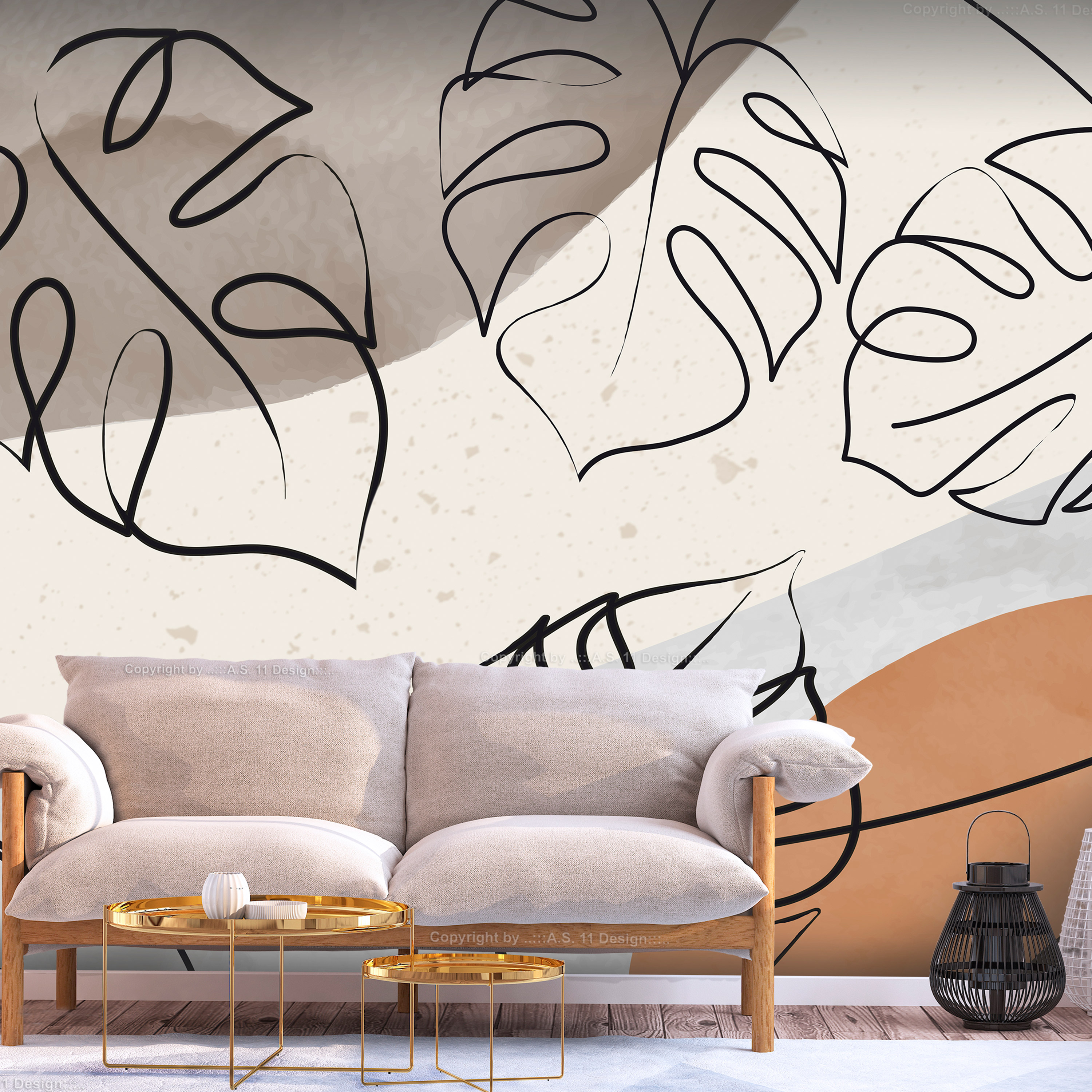 Wallpaper - Minimalistic Monstera Leaves - 150x105