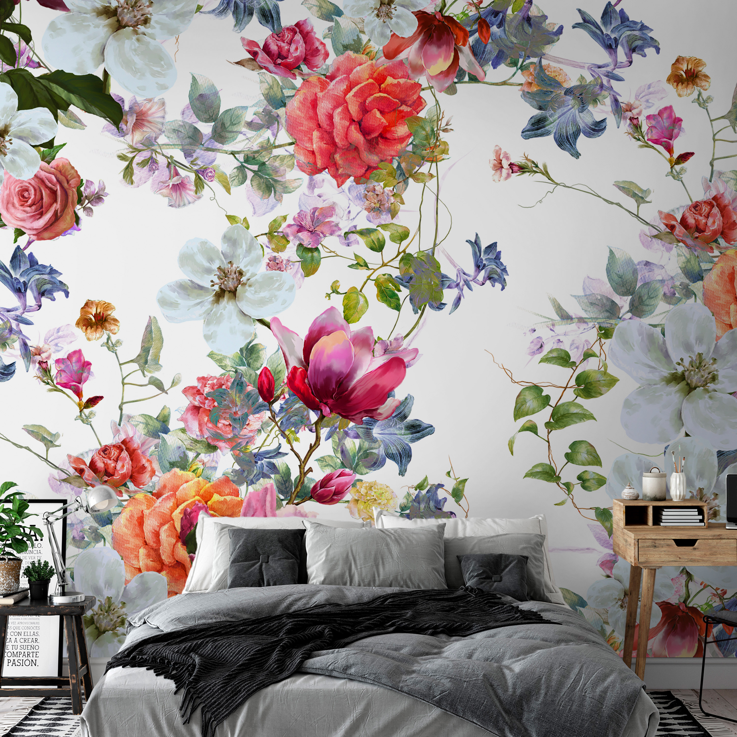 Self-adhesive Wallpaper - Multi-Colored Bouquets - 147x105