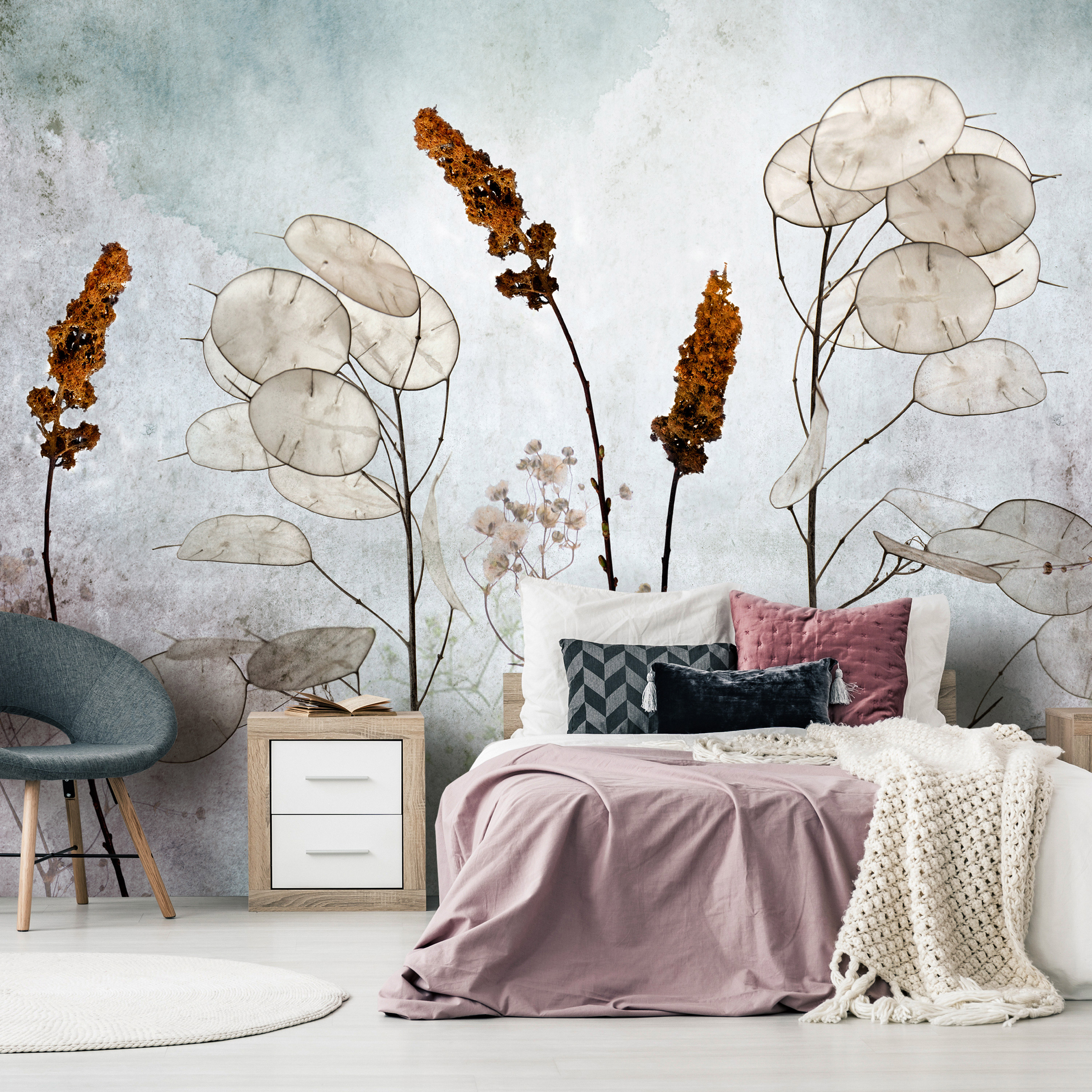Self-adhesive Wallpaper - Lunaria in the Meadow - 147x105