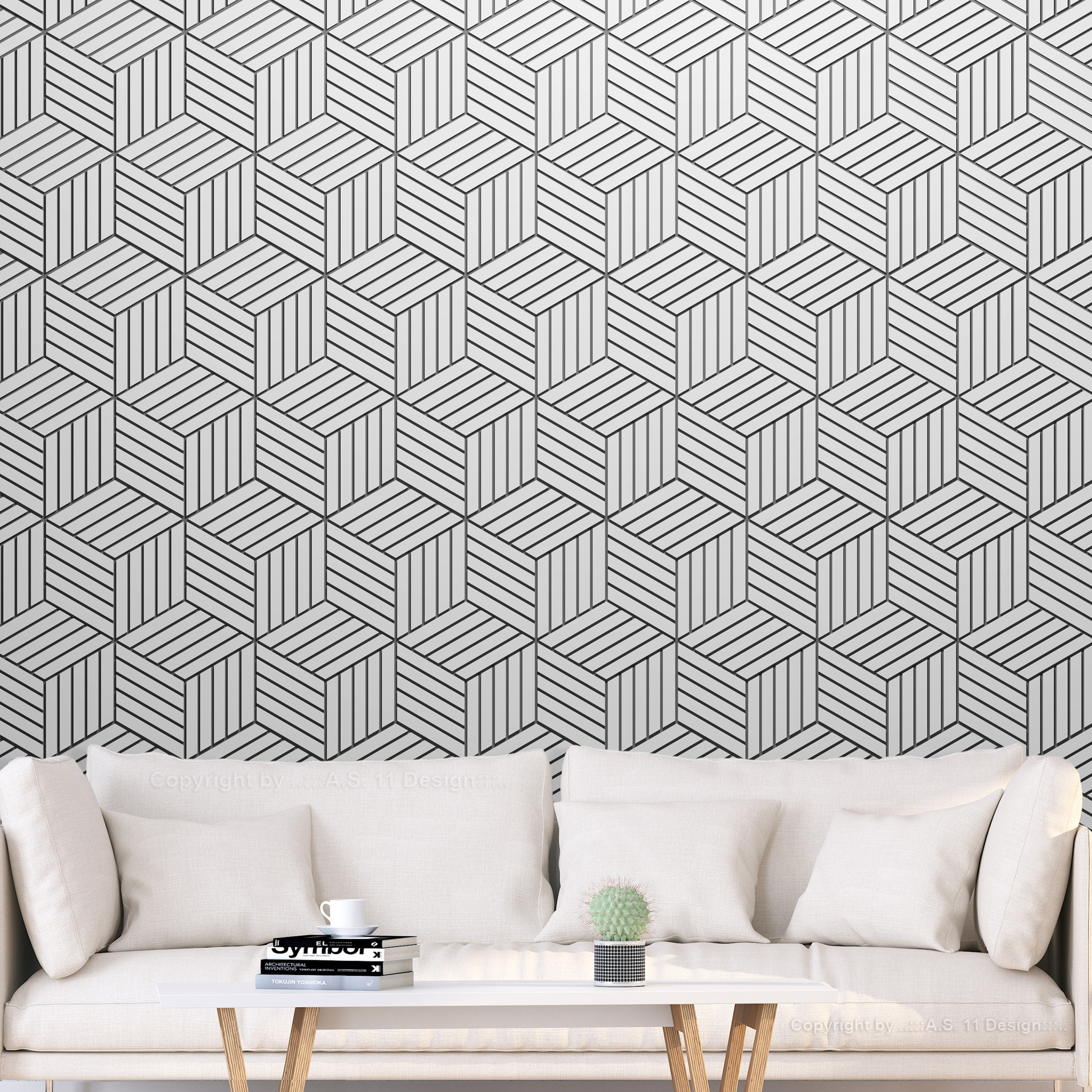 Self-adhesive Wallpaper - Hexagons in Detail - 196x140