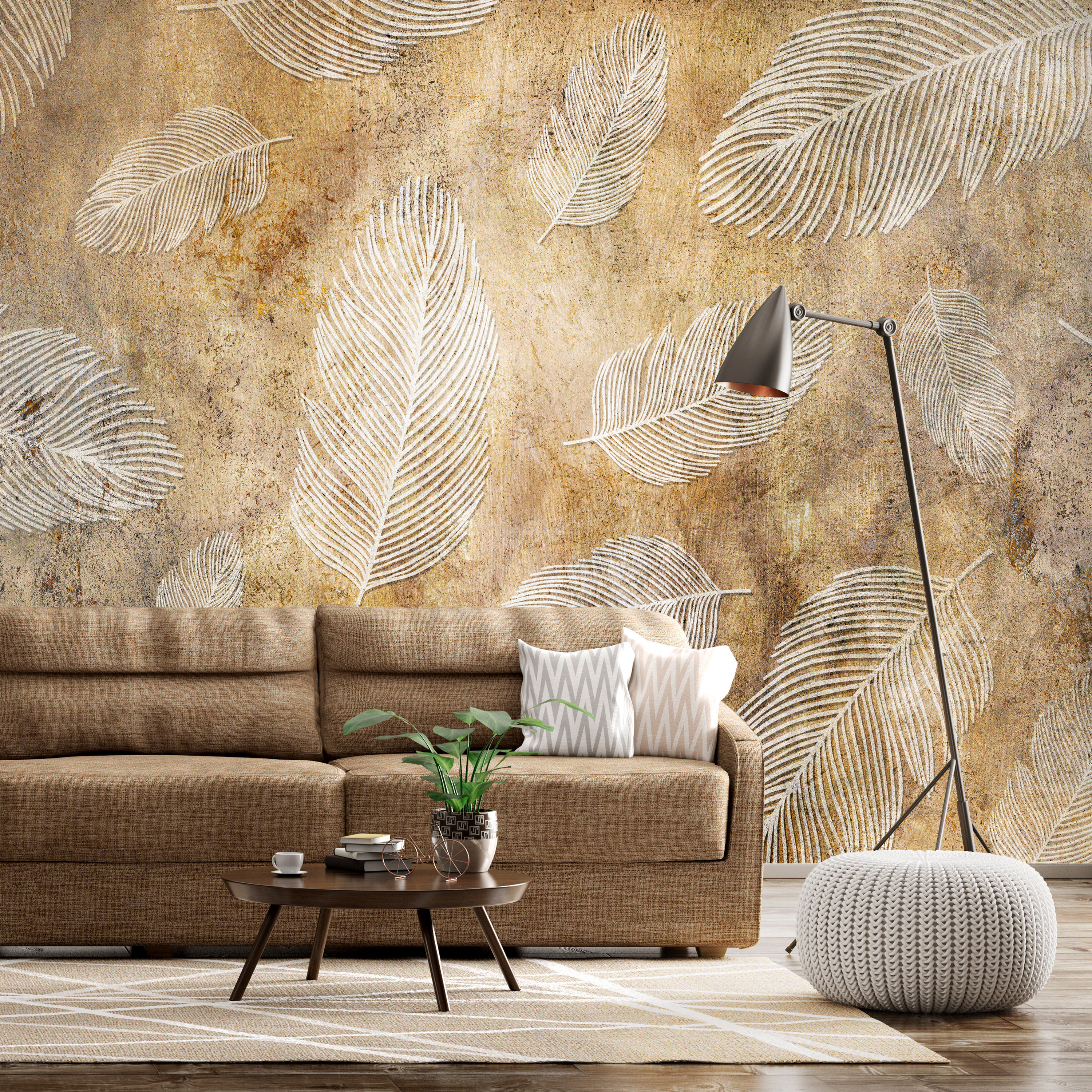 Self-adhesive Wallpaper - Flying Feathers - 98x70