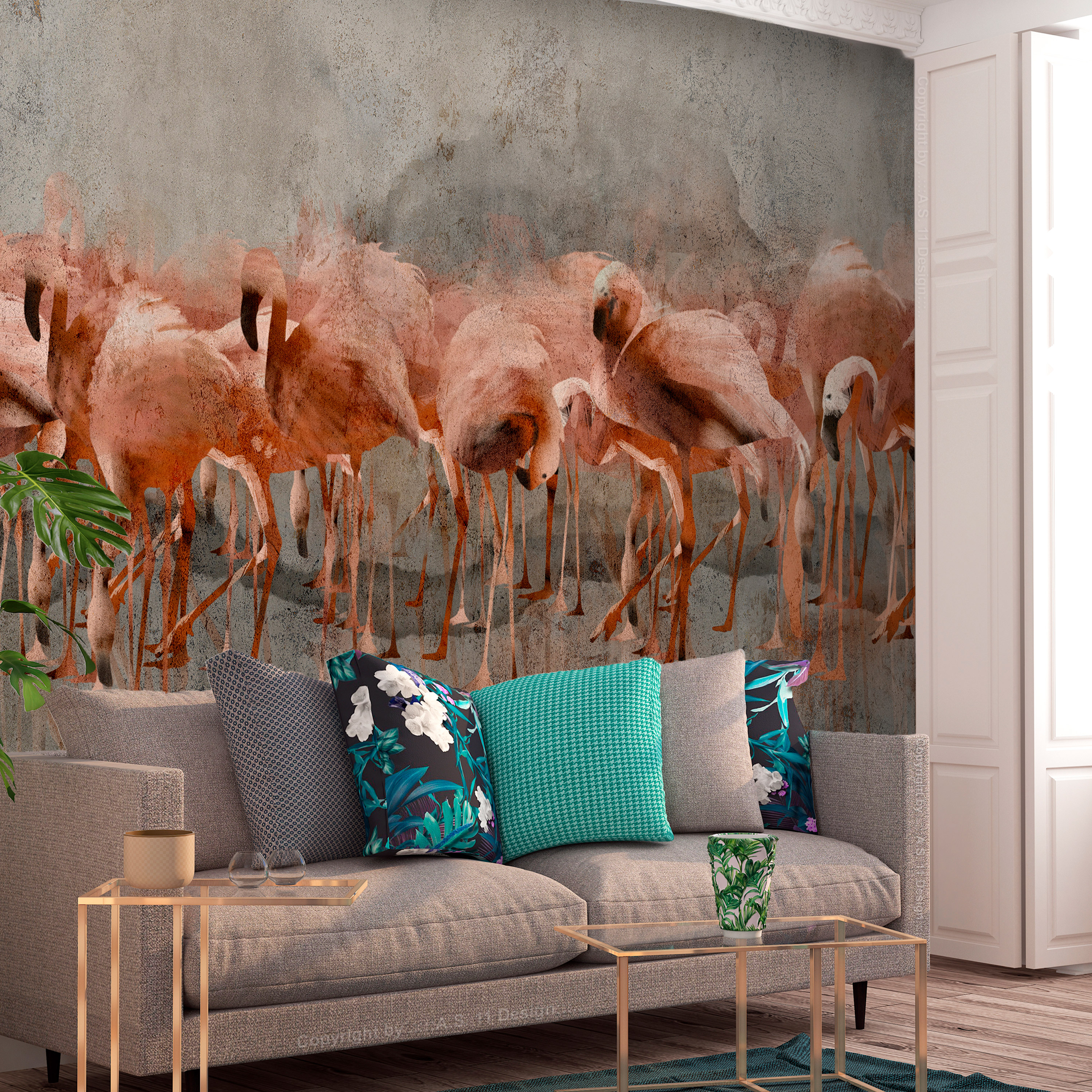 Wallpaper - Flamingo Lake - 200x140