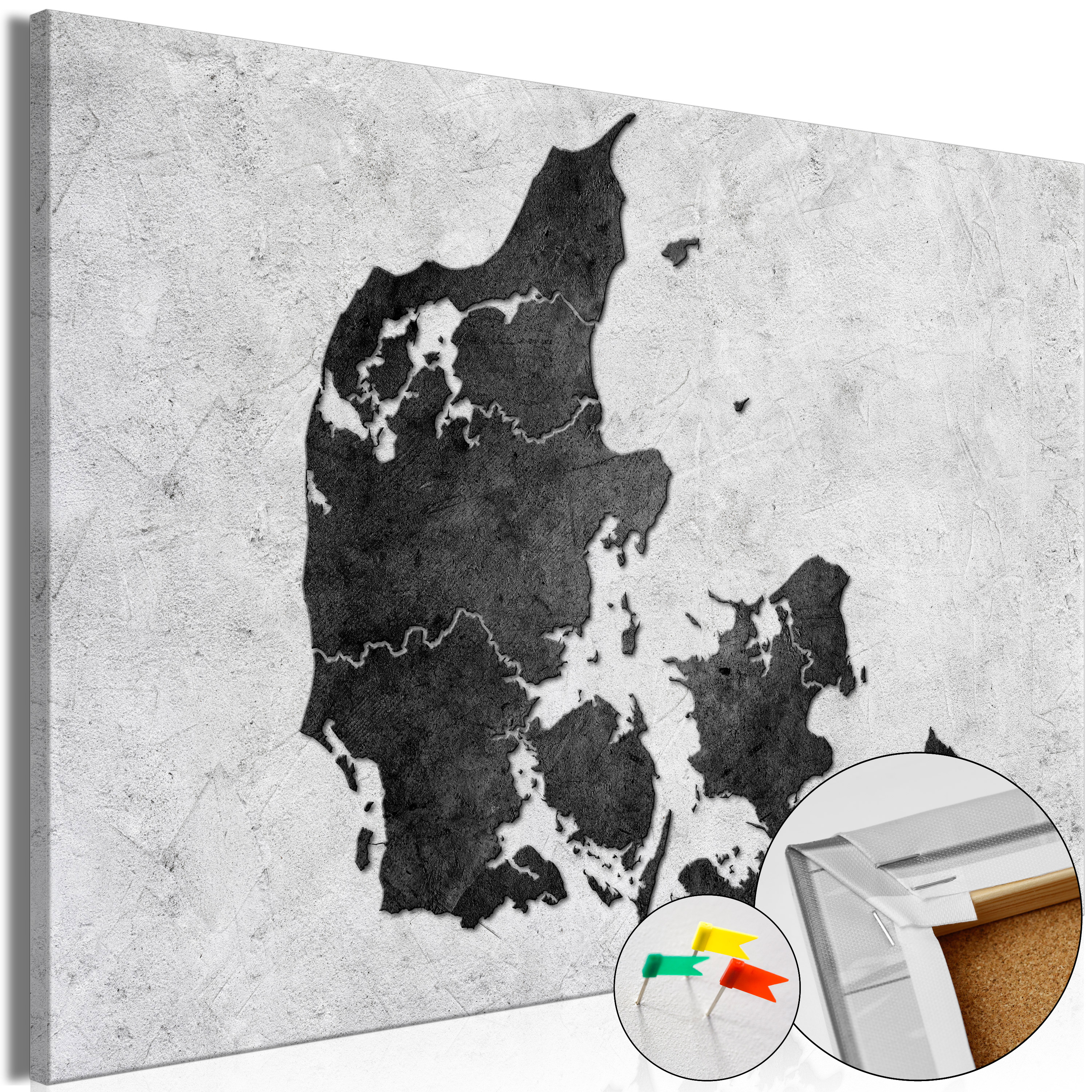 Decorative Pinboard - Stone Denmark [Cork Map] - 120x80