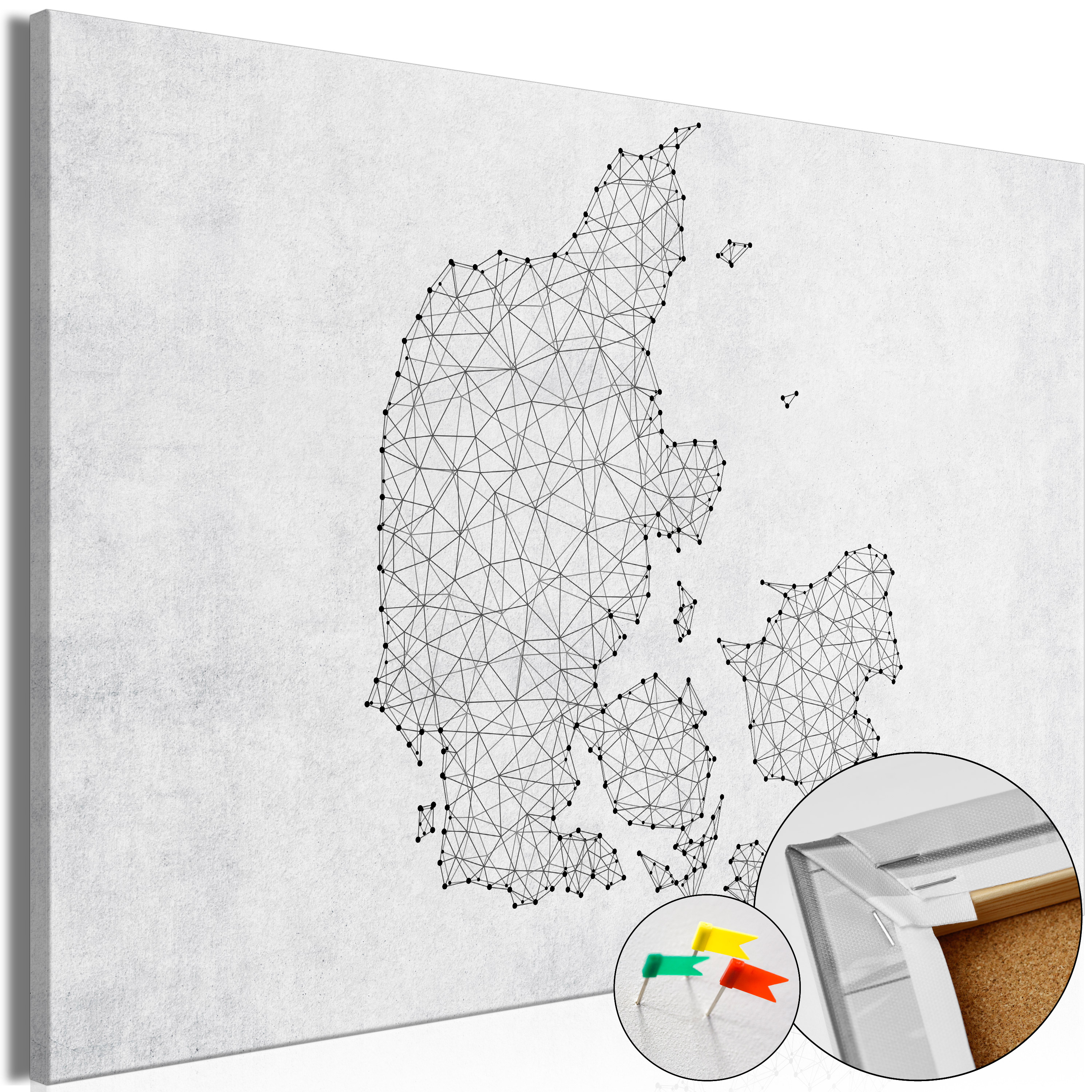 Decorative Pinboard - Geometric Land [Cork Map] - 90x60