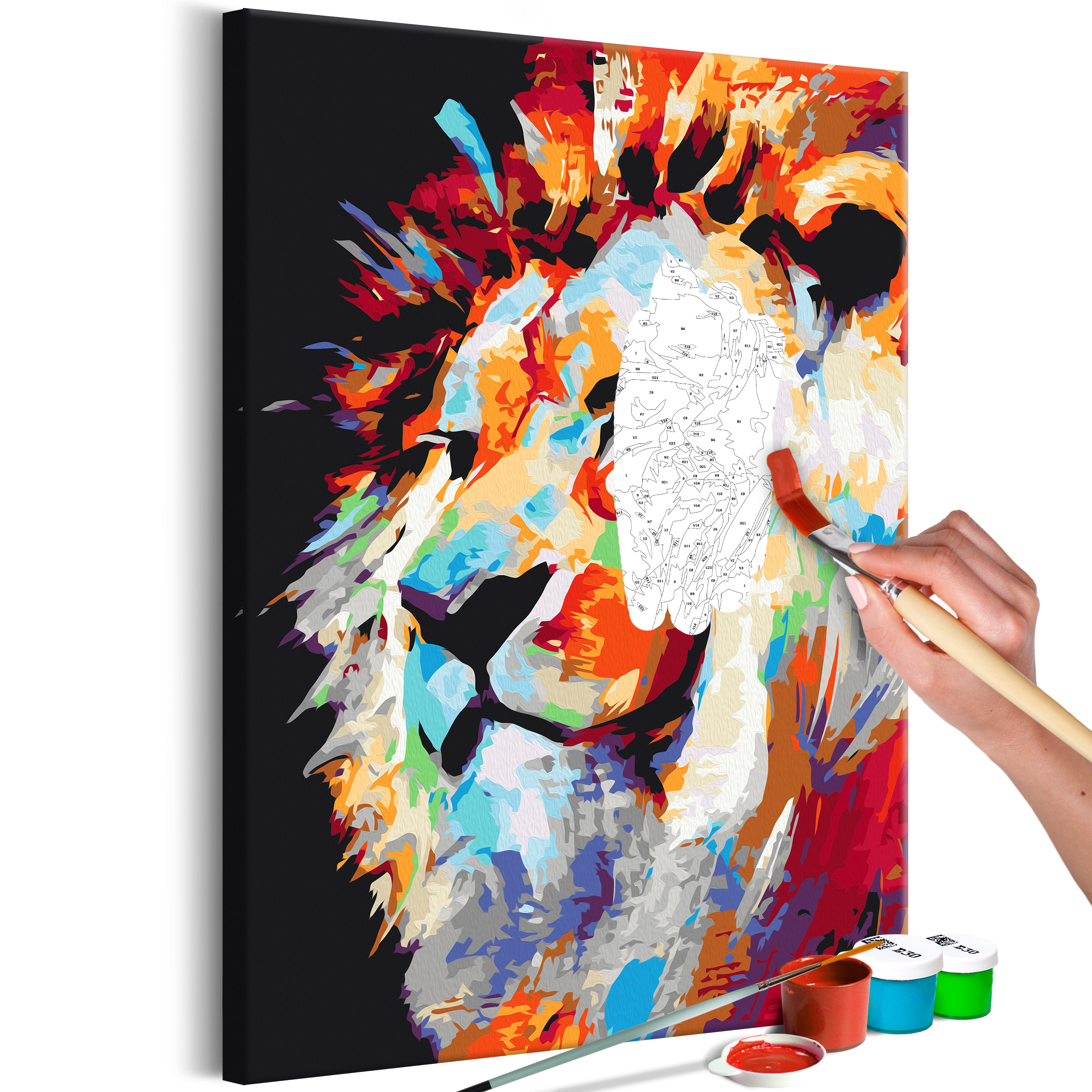 DIY canvas painting - Portrait of a Colourful Lion - 40x60