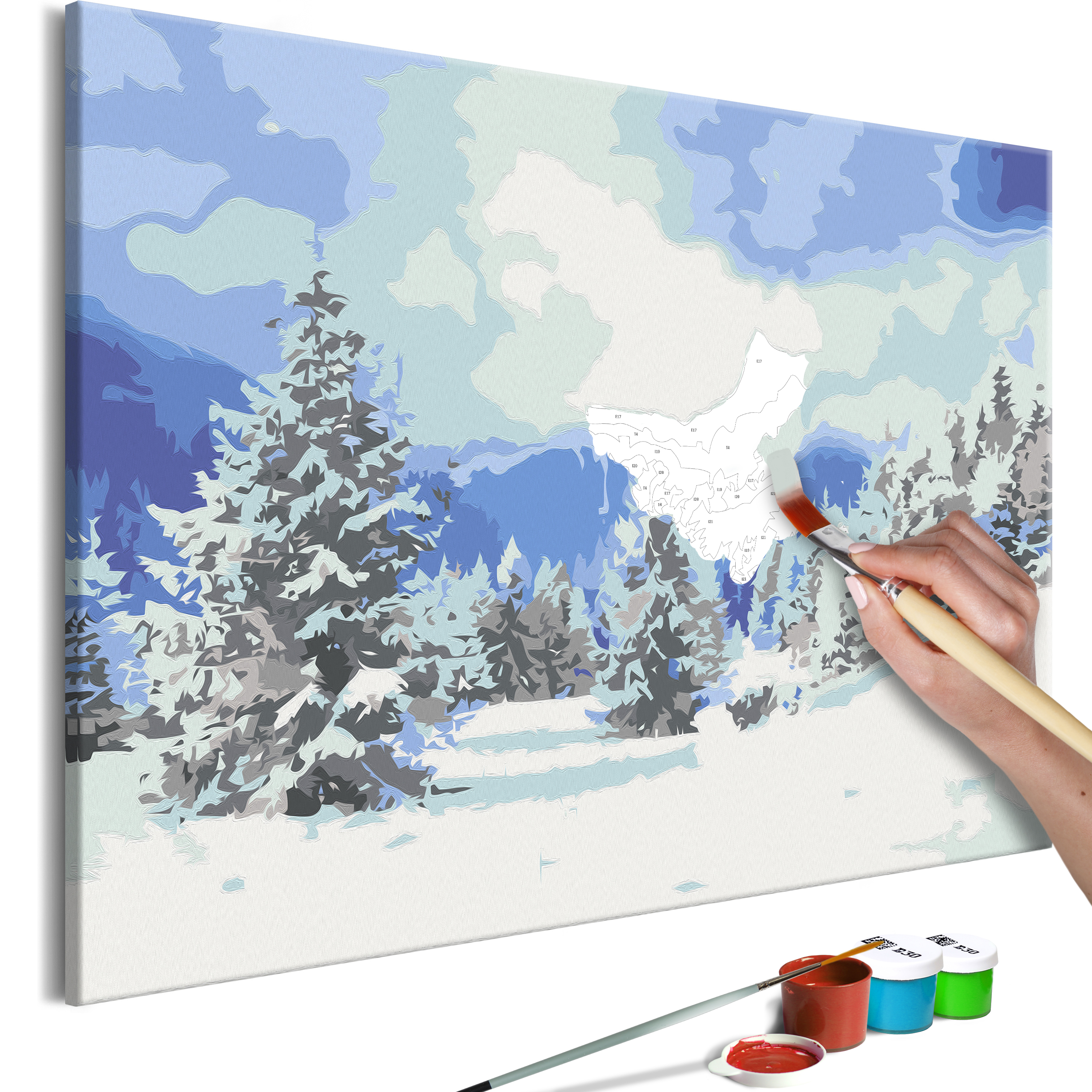 DIY canvas painting - Snow Christmas Trees - 60x40