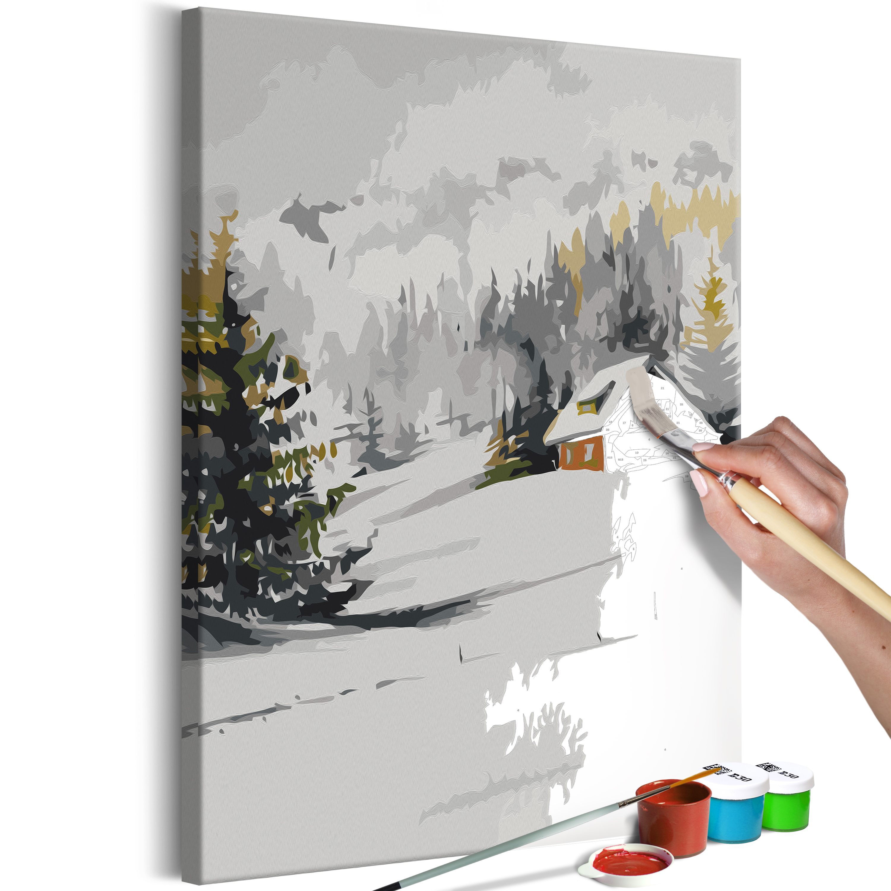 DIY canvas painting - Winter Cottage - 40x60