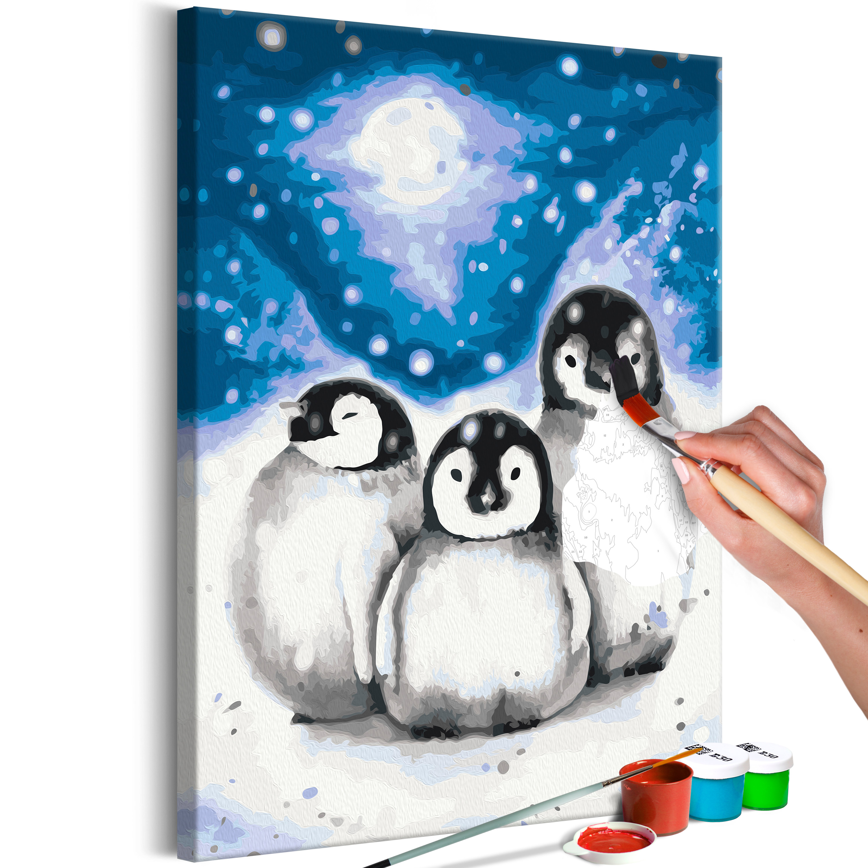 DIY canvas painting - Three Penguins - 40x60