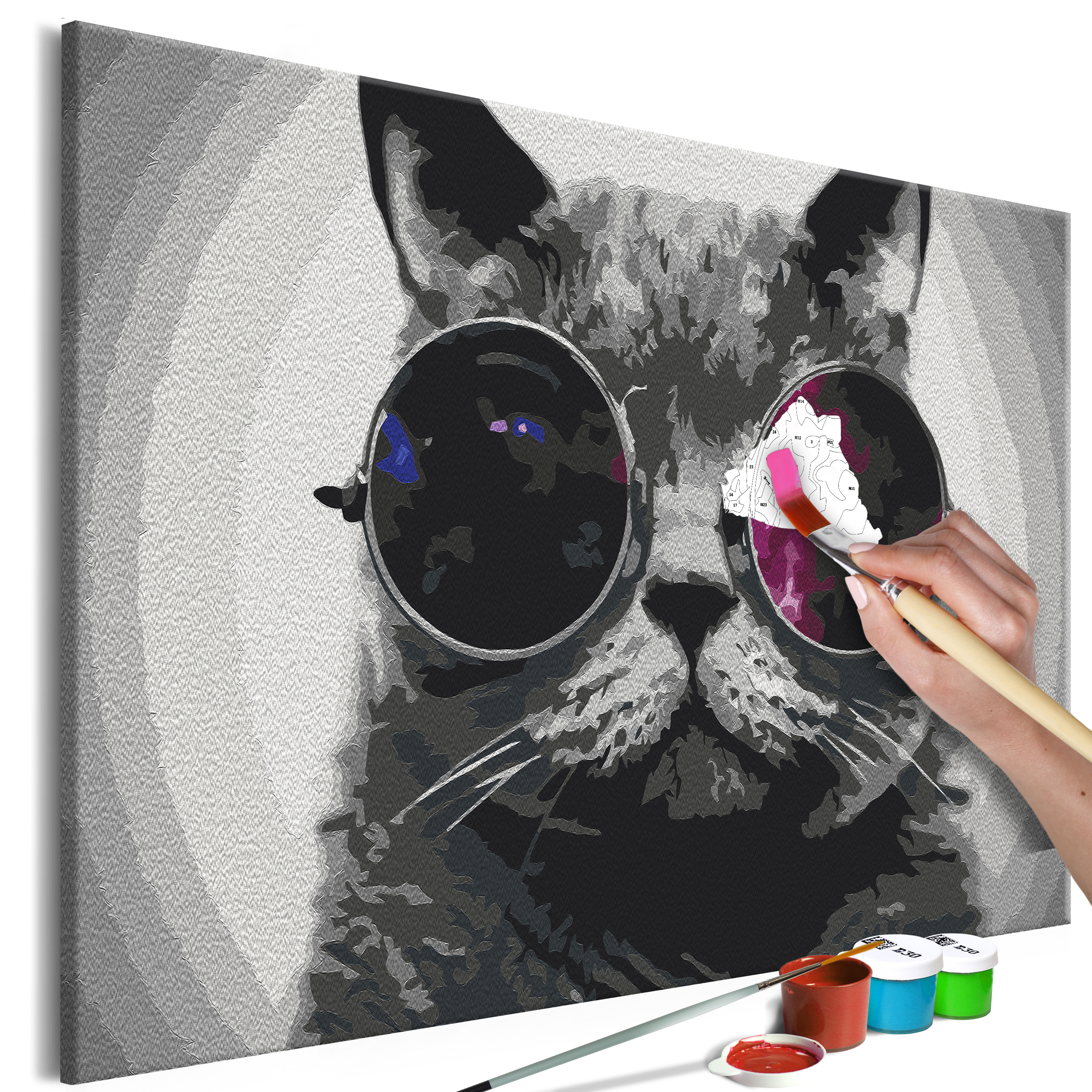 DIY canvas painting - Cat With Glasses - 60x40