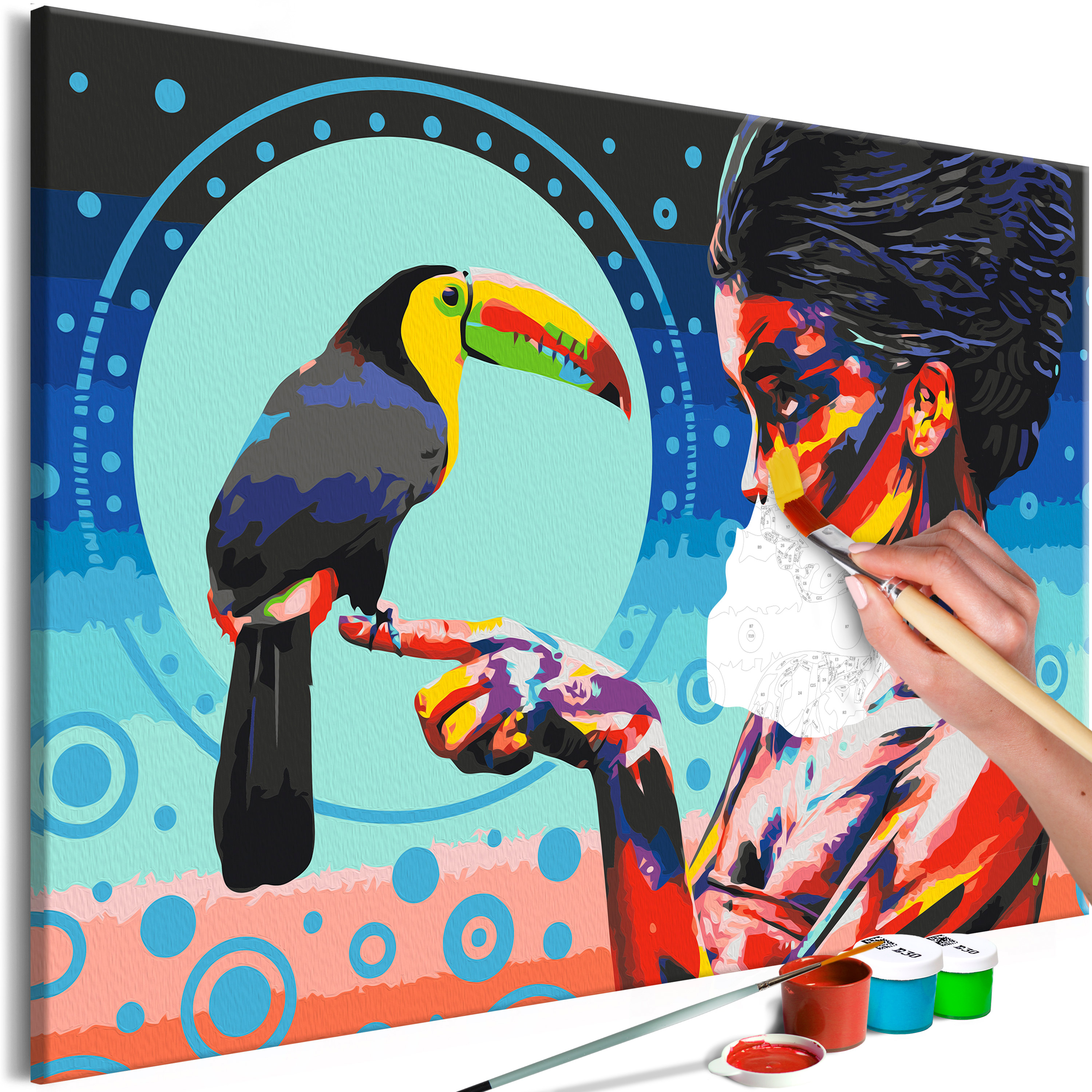 DIY canvas painting - Girl With a Toucan - 60x40