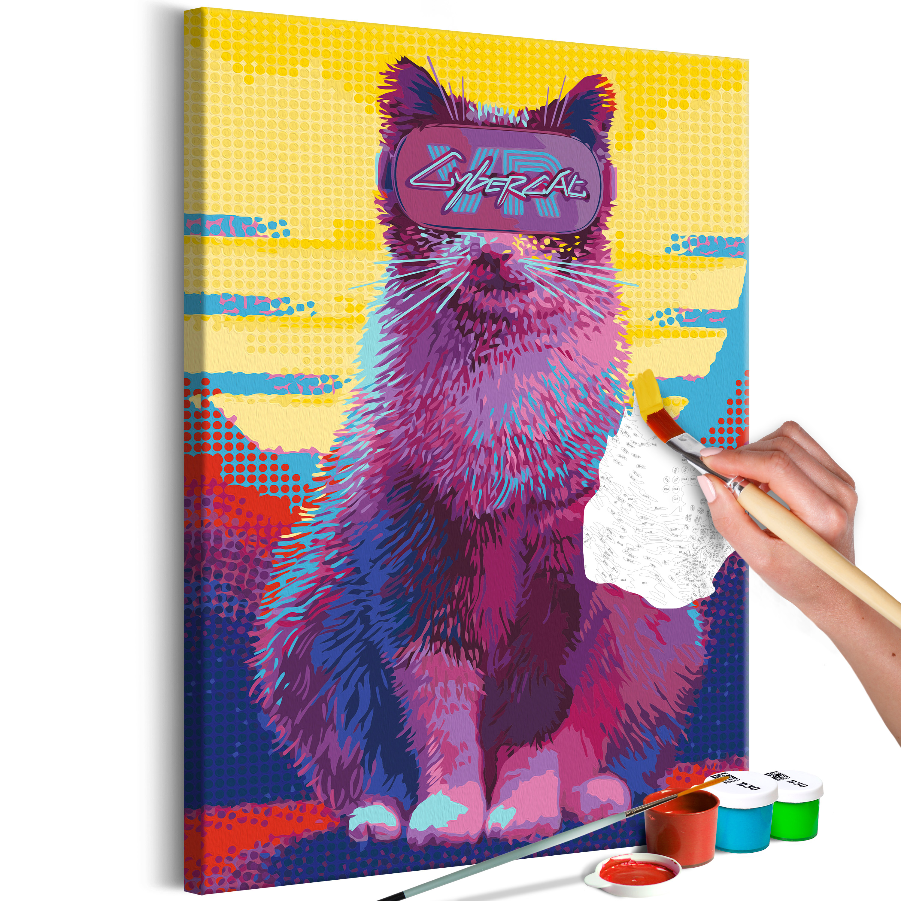 DIY canvas painting - Cybercat - 40x60