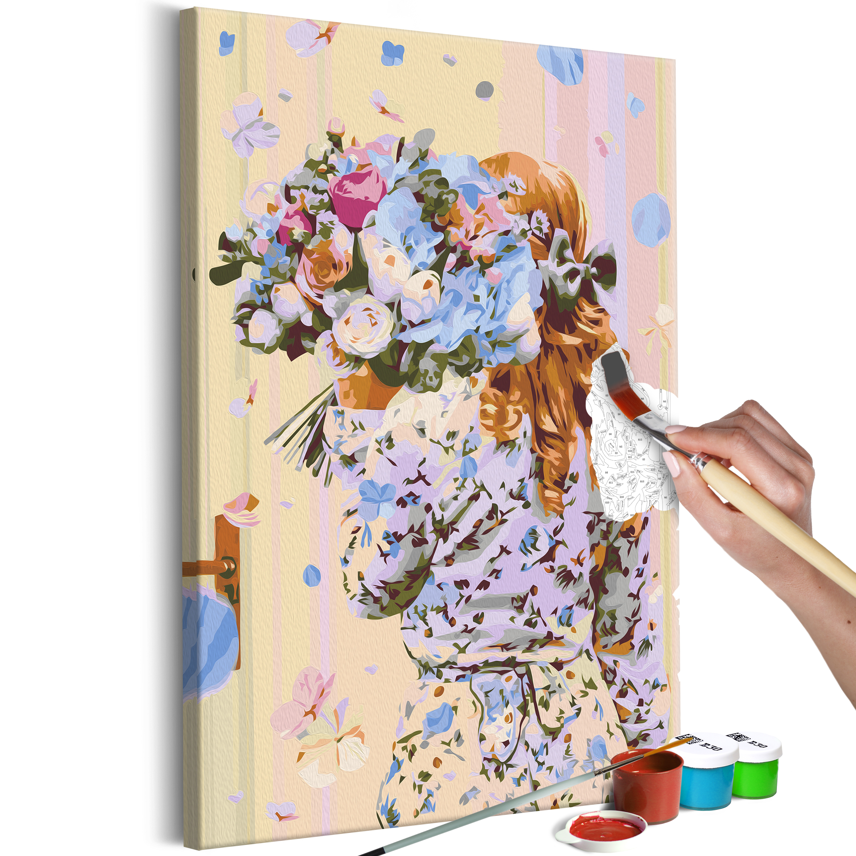 DIY canvas painting - Hydrangea Girl - 40x60