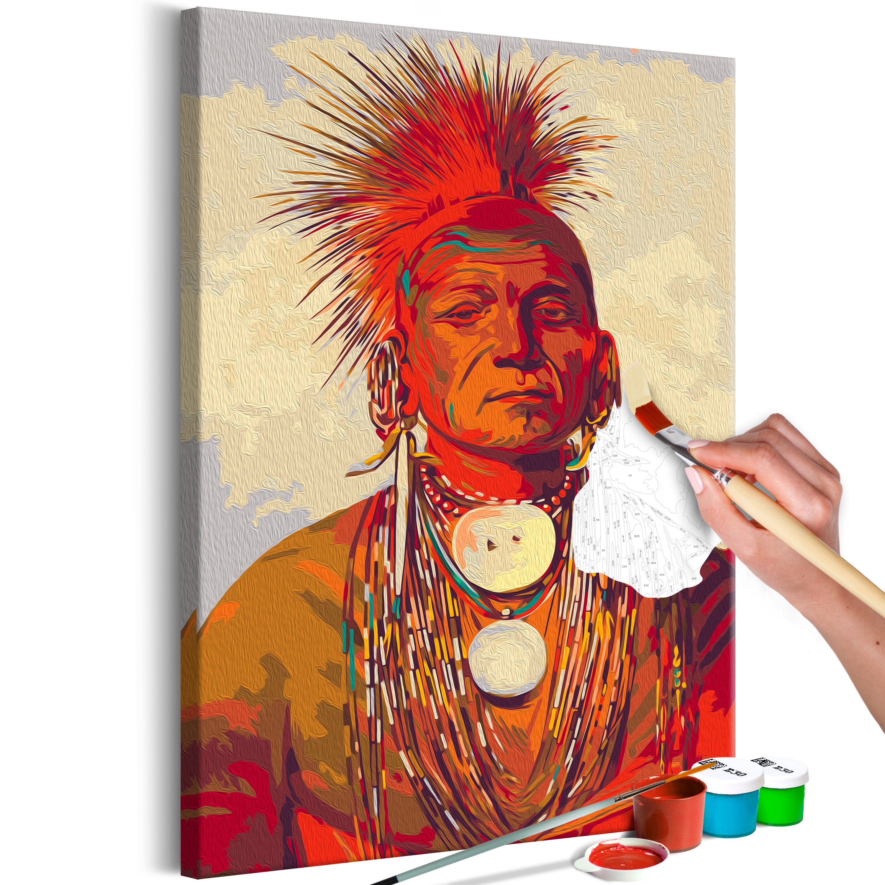DIY canvas painting - See-non-ty-a, an Iowa Medicine Man - 40x60