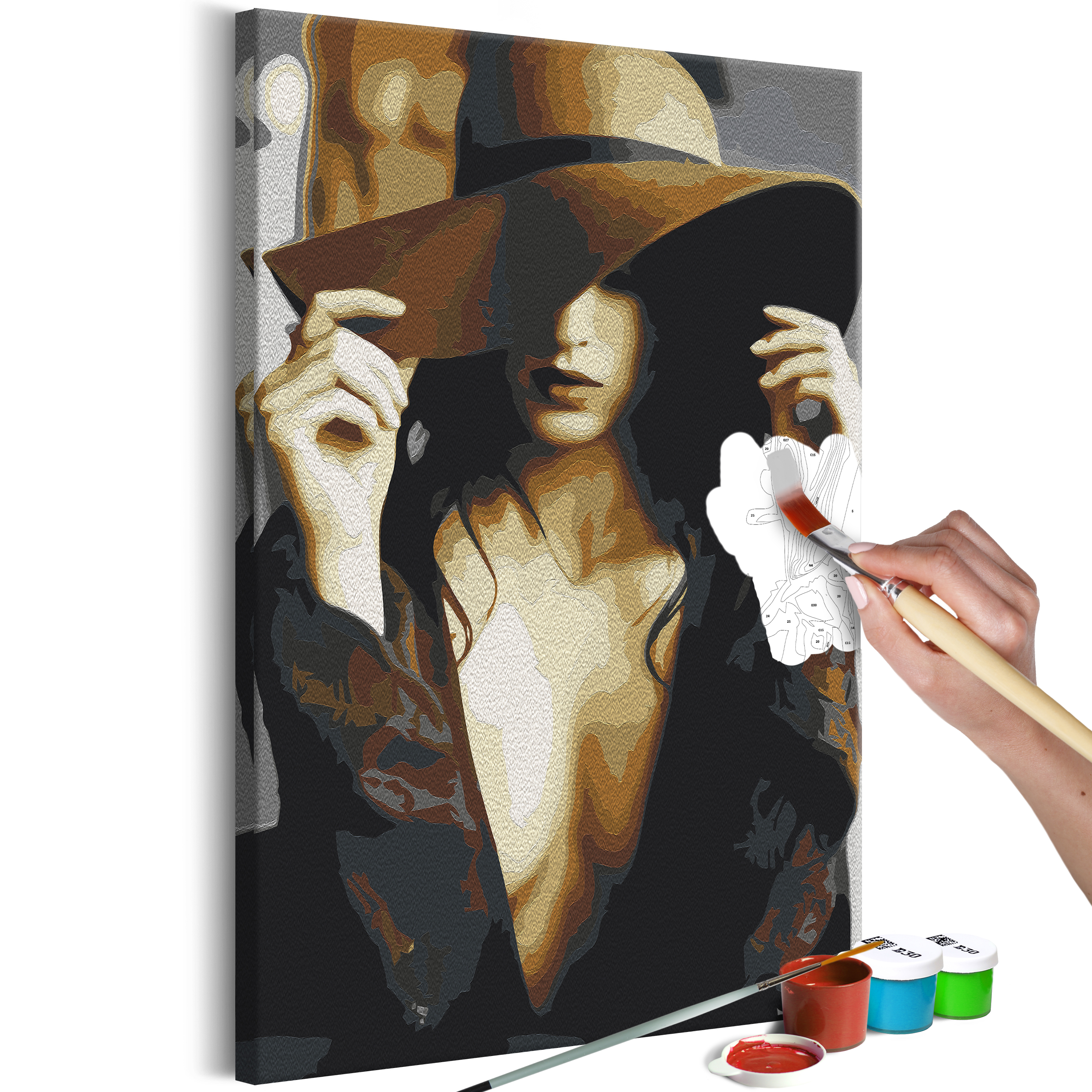 DIY canvas painting - Brown Hat - 40x60