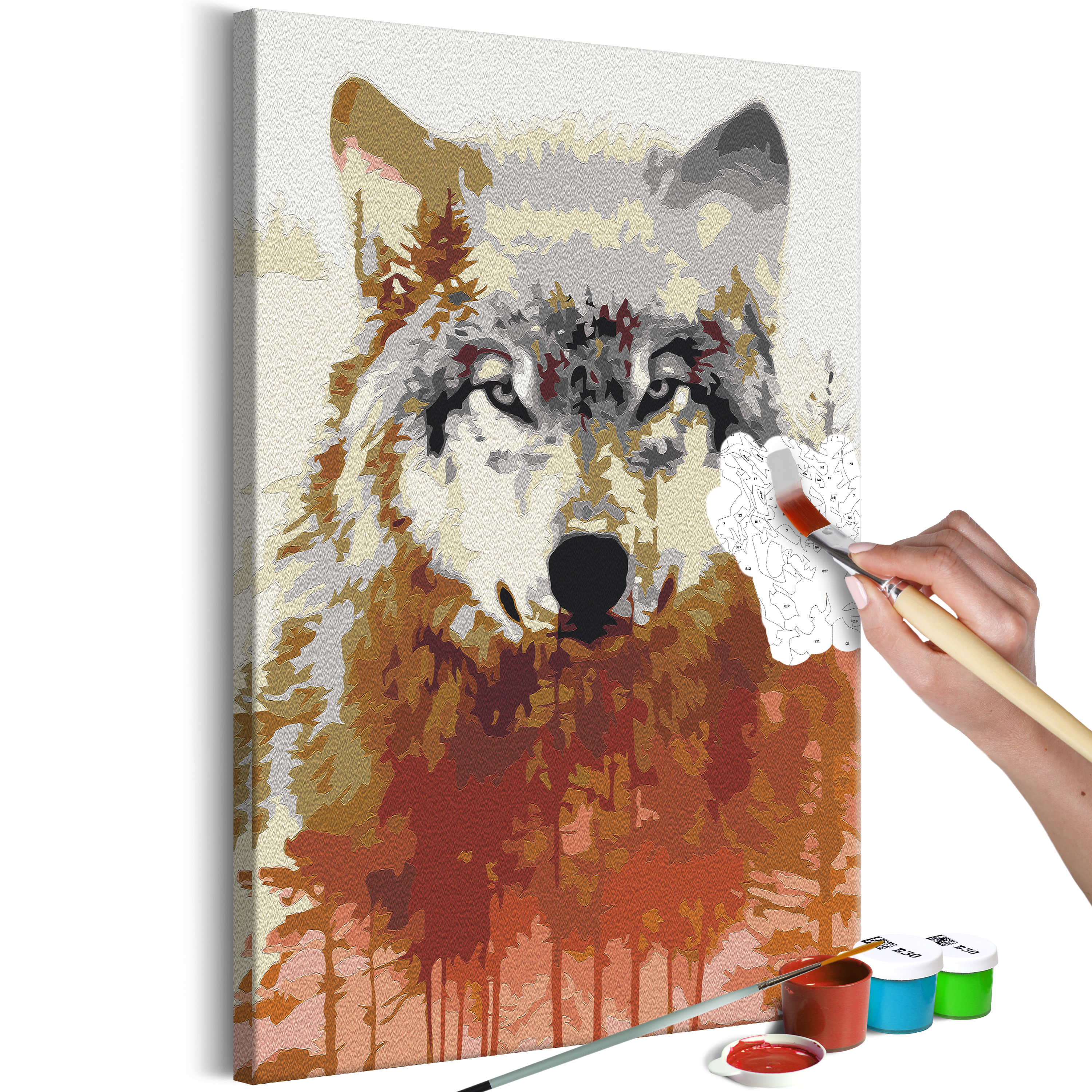 DIY canvas painting - Wolf and Forest - 40x60
