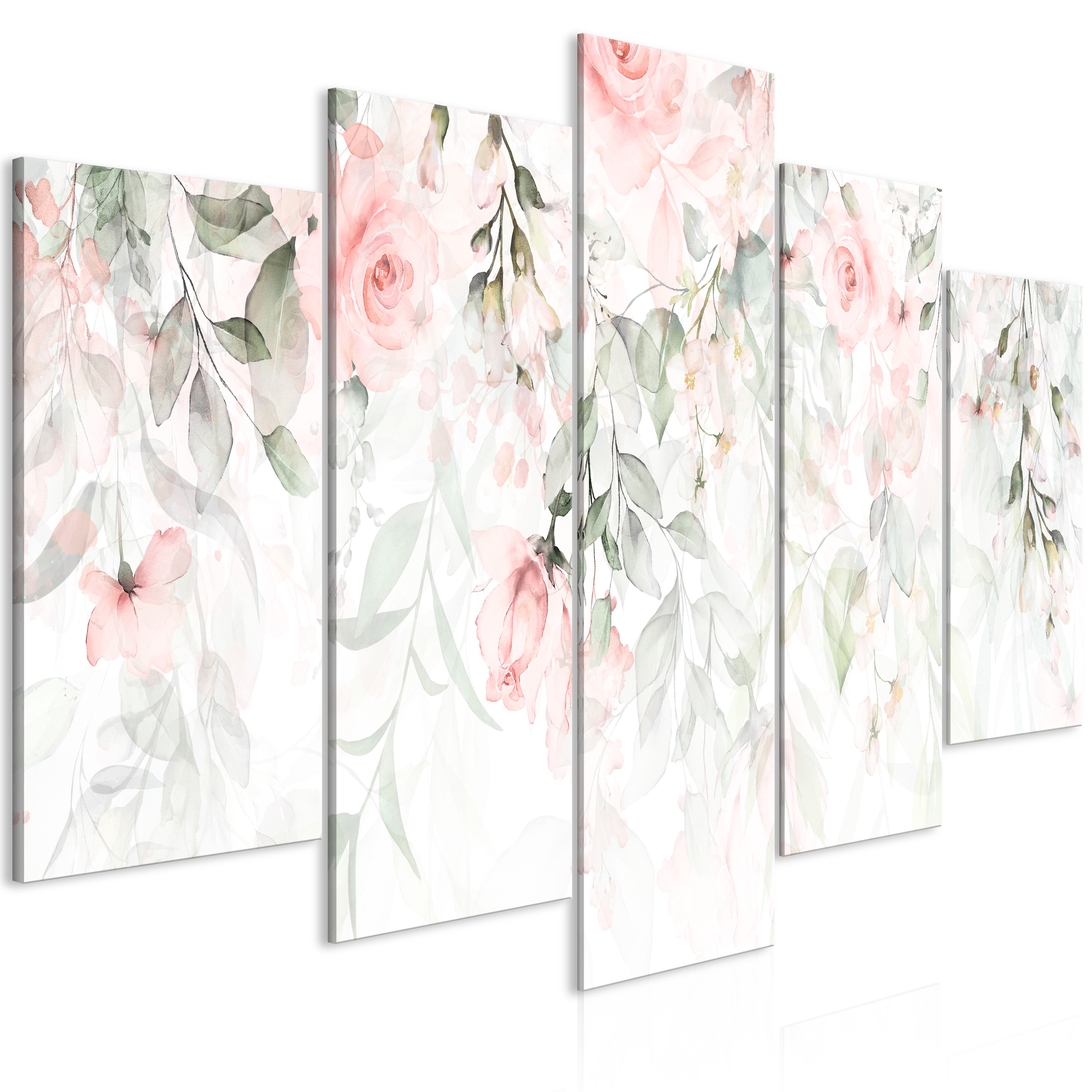 Canvas Print - Waterfall of Roses (5 Parts) Wide - First Variant - 100x50