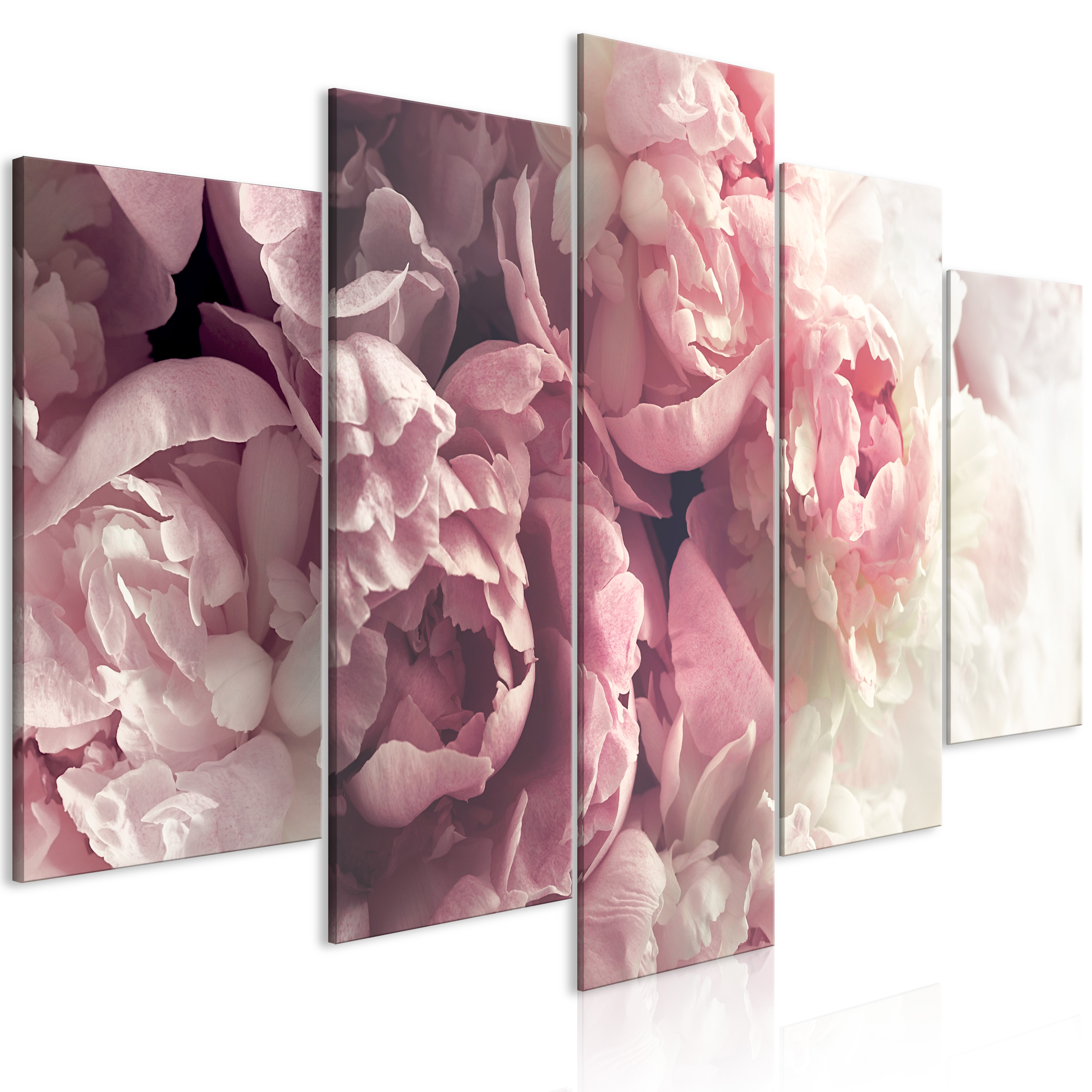 Canvas Print - Vintage Peonies (5 Parts) Wide - 200x100