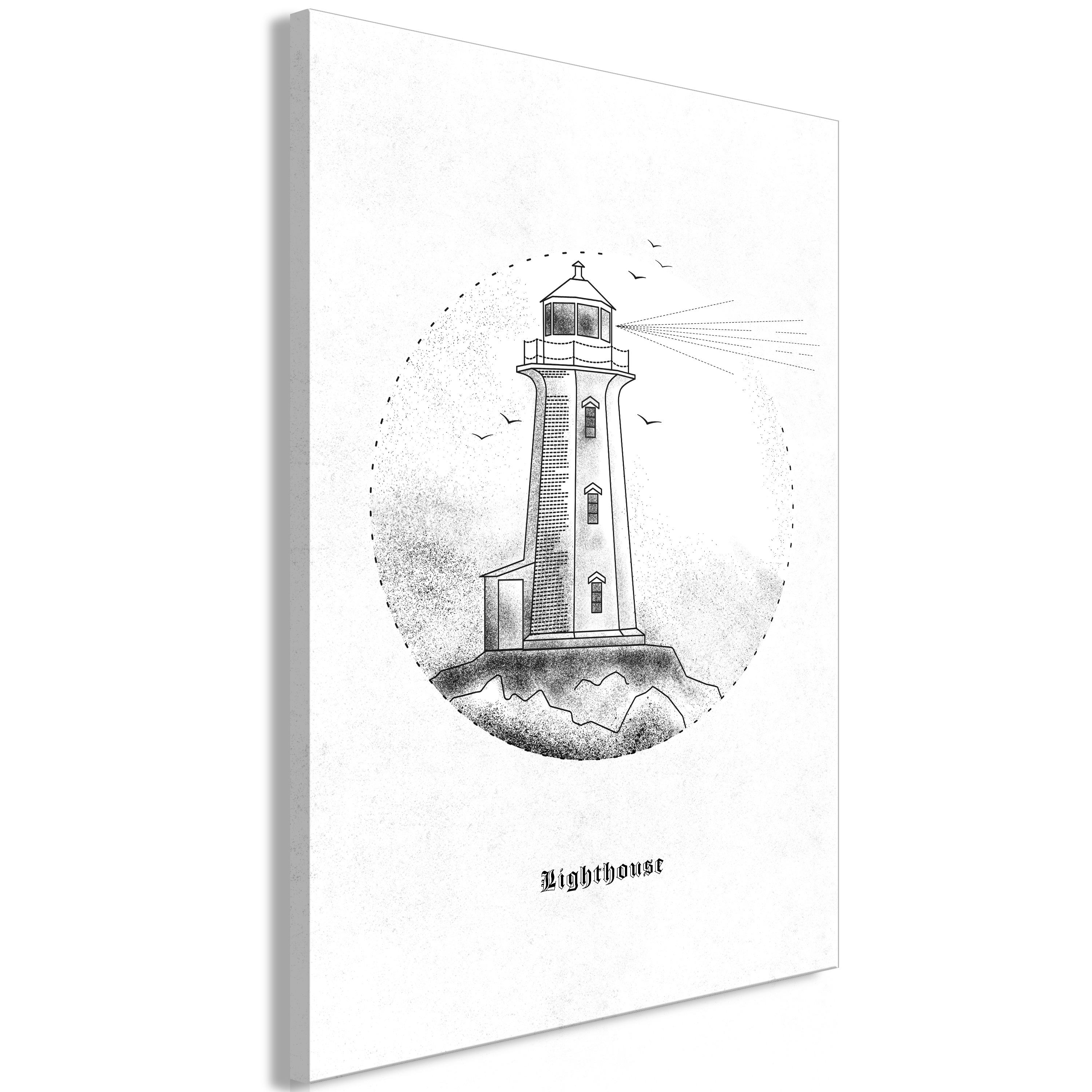 Canvas Print - Black and White Lighthouse (1 Part) Vertical - 40x60
