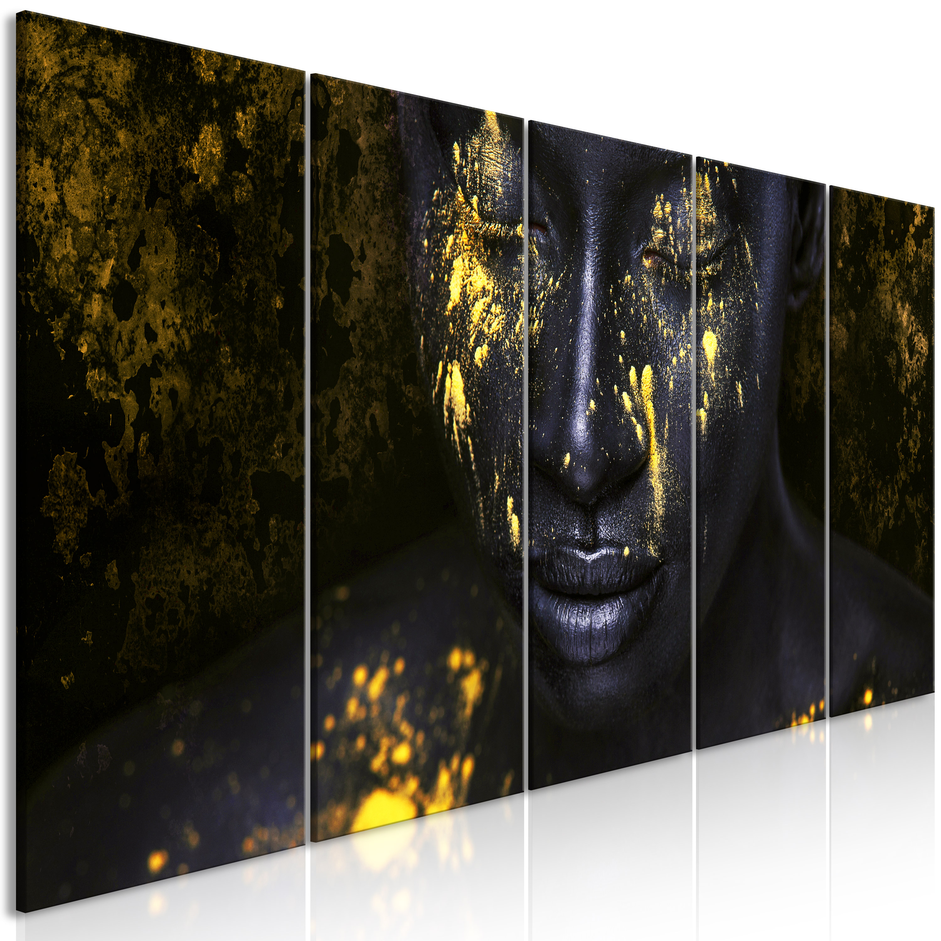 Canvas Print - Bathed in Gold (5 Parts) Narrow - 100x40