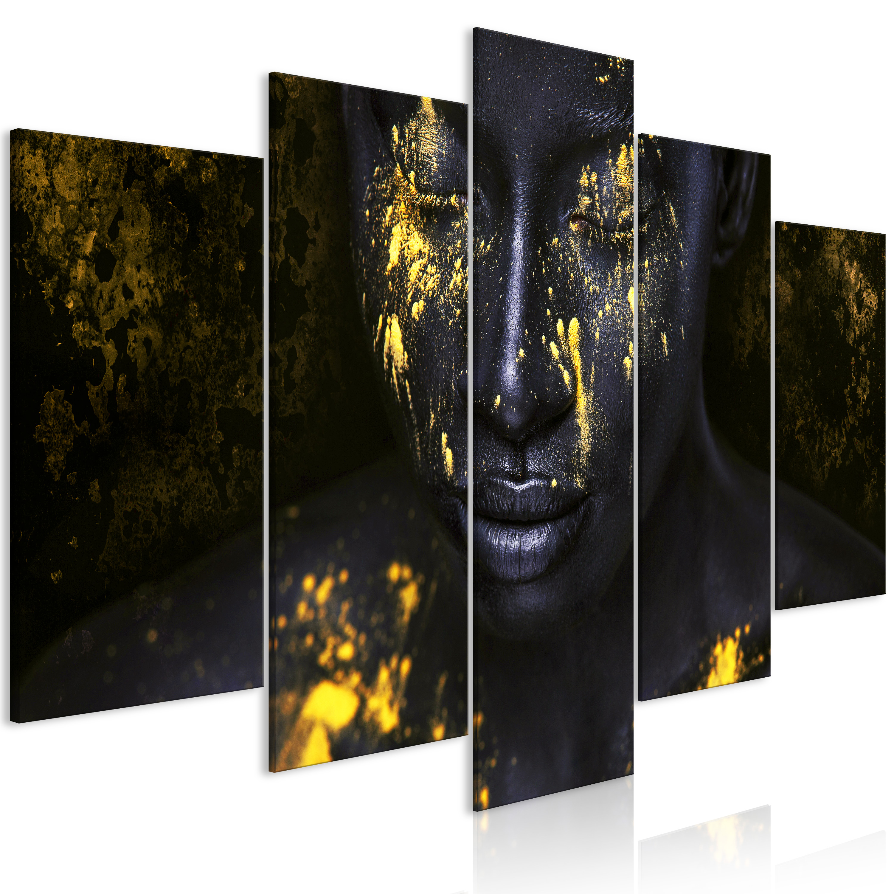 Canvas Print - Bathed in Gold (5 Parts) Wide - 100x50